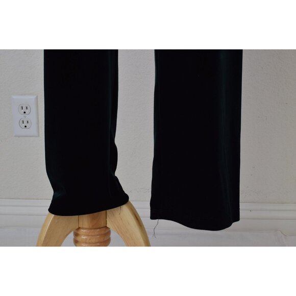 Vintage 90s Forest Green Velvety‎ Stretch Pull-On pants size L | 24-32 waist - Picture 6 of 10